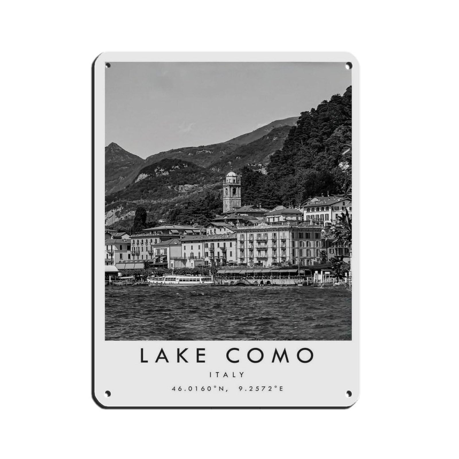 Lake Como Travel, Italy Poster Tin Sign Vintage Metal Pub Club Cafe Bar Home Wall Art Decoration Poster Retro 12x16inch(30x40cm)