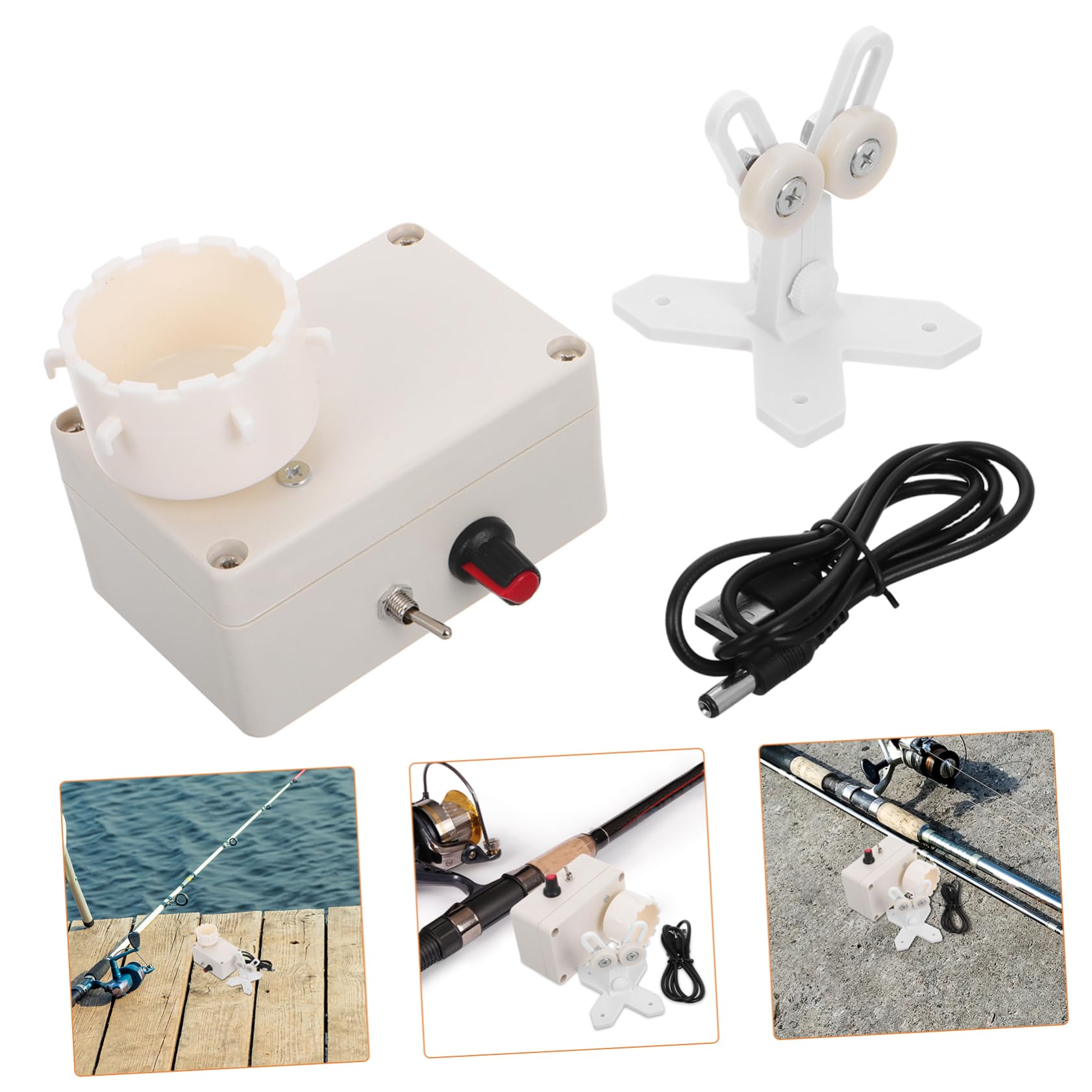 Yardwe Macchina Avvolgitrice Portatile per Canne da Pesca | Rotazione Elettrica, Asciugatura per Resina Epossidica, Design Multifunzione Salvaspazio, Corpo Plastico