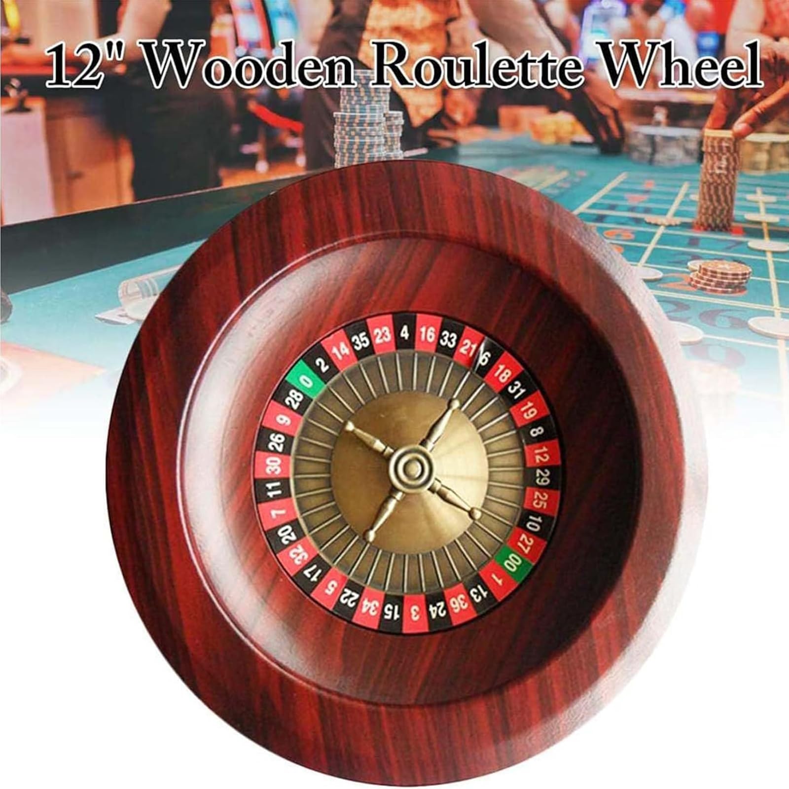 Générique Roulette De Jeu De Jeu De 12 Pouces Portable Roulette De Casino Roue De Paris en Bois Accessoires De Bureau Jeux De Table Occasionnels pour Une Soirée De Jeu Essentielle