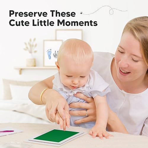 Miniatura 7 de Kit de 4 manos y huellas de bebé sin tinta, almohadilla de tinta sin desorden para recuerdo de recién nacidos, kit de huellas de nariz de perro y