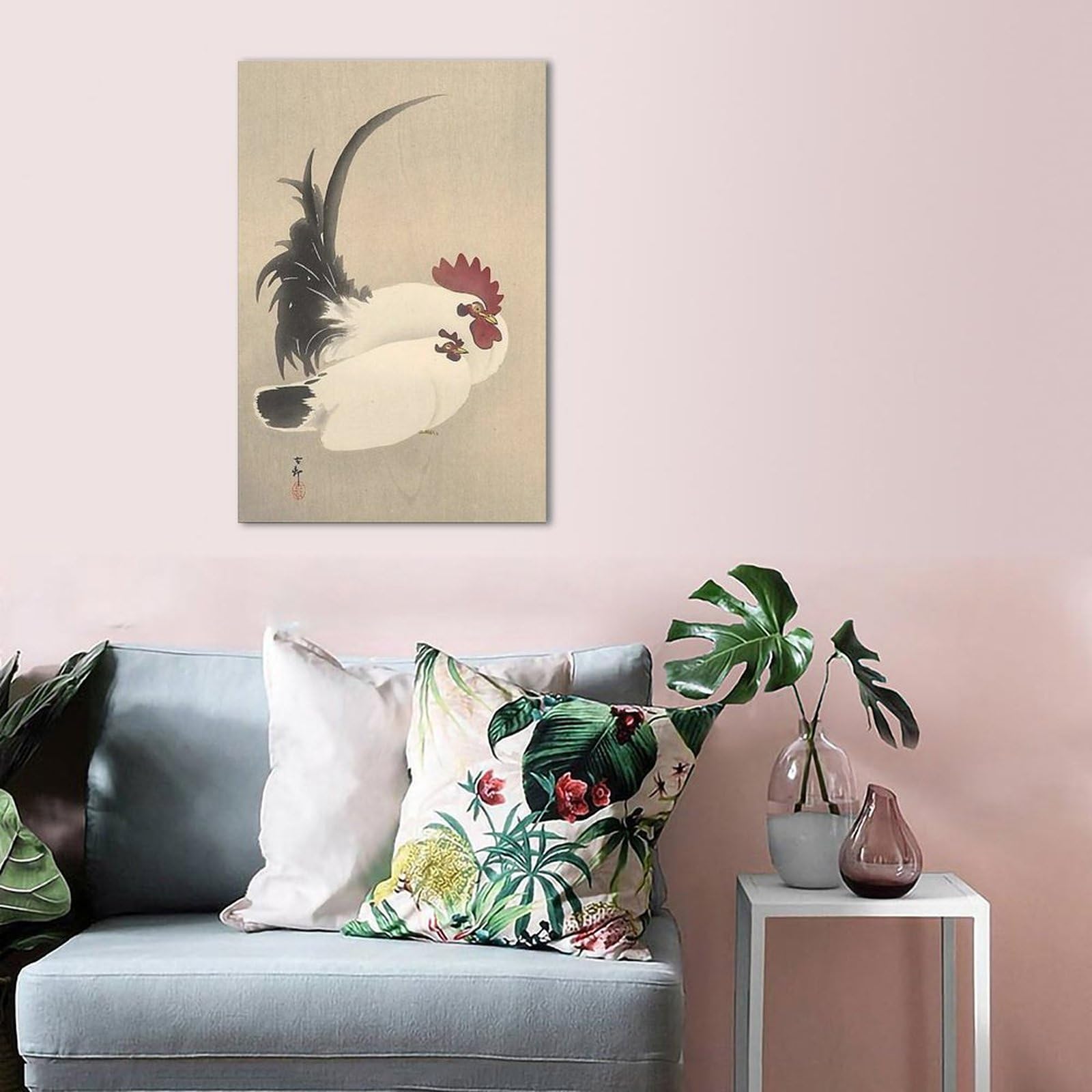Amazon.co.jp: 有名画家小原古邨の絵画を完全収録。『鶏と雄鶏』。原画