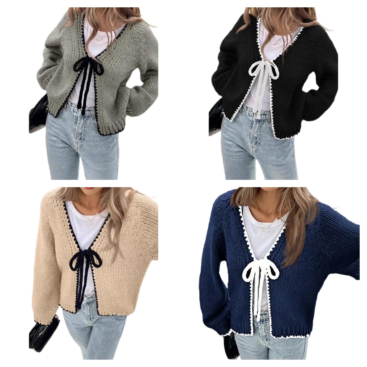 Mujer Cardigancárdigan De Punto Grueso Extragrande para Mujer, Manga Larga, Cierre con Lazo En La Parte Delantera, Corte Holgado, Ideal para Las Vacaciones De Otoño E Invierno