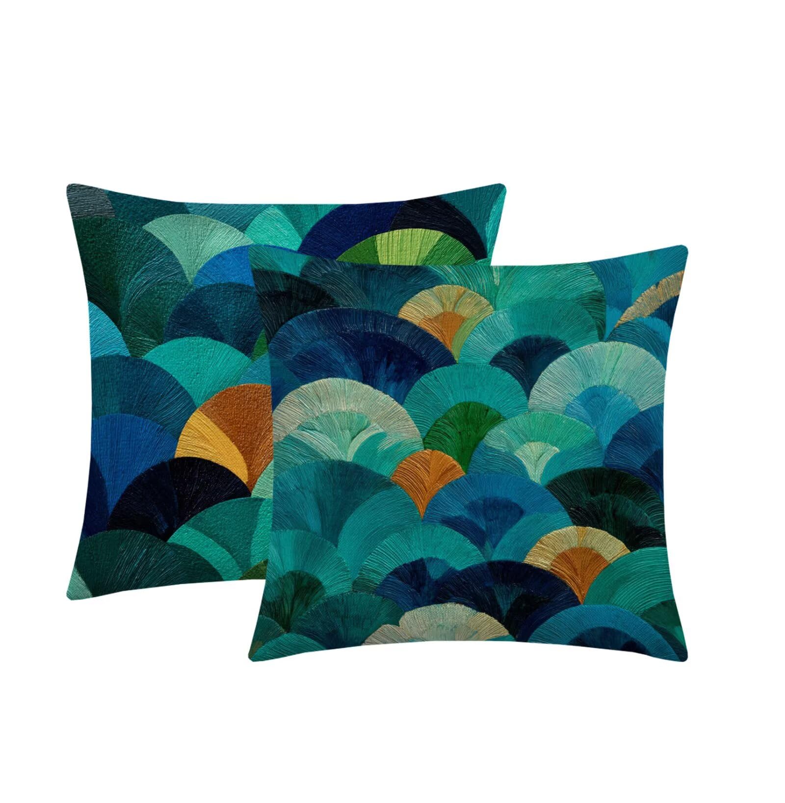 Cuscino Divano 65x65cm Set di 2, blu fan Lino Cuscini per Divano