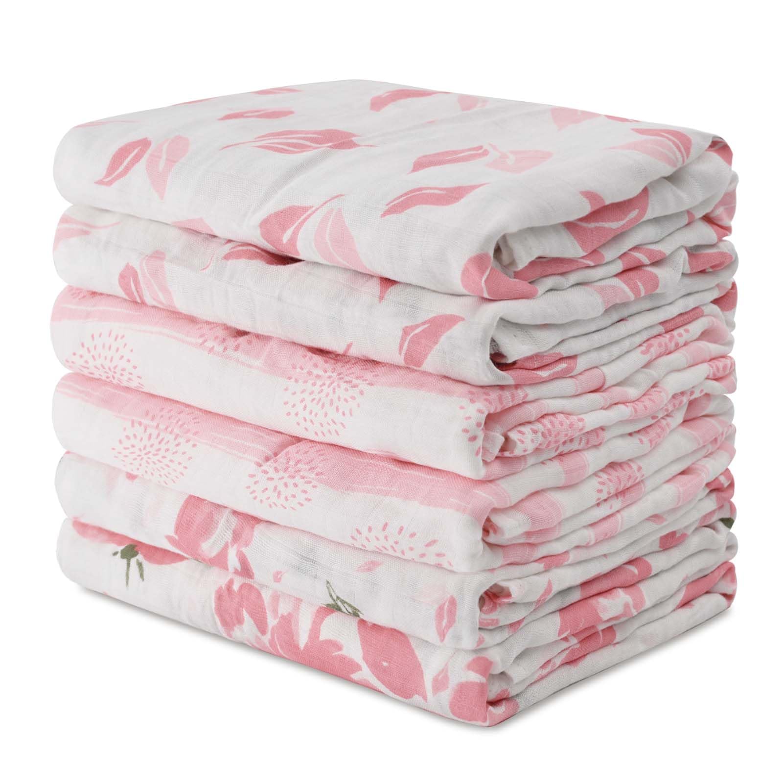 Photo 1 of GLLQUEN BABY Receiving Blanket Boy Cotton Muslin Swaddle Blankets Girl Newborn Squares Breathable & Soft Thin Baby Blankets Cloths Double Absorbent Infant Swaddling Wrap - 6 Pack (Flower)