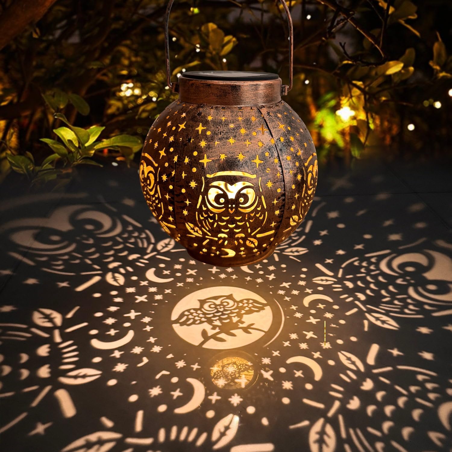 Omraytu Owl Lantern-1 Pack Omrayt Hanging Solar Lantern -Garden Light Waterproof Metal Decorative Solar Lantern Lights Outdoor For Patio Yard Table Pathway Balcony Lawn With Owl Pattern(1 Pack)