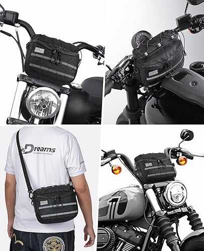 Miniatura 4 de KEMIMOTO Bolsa de herramientas para manillar de motocicleta con tiras reflectantes 2.5L Bolsa de barra de mango de bicicleta Sissy Bar Bolsa de