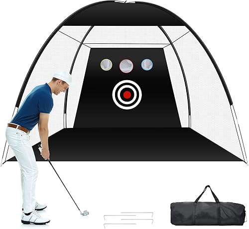 Red de práctica de golf 10 x 7 pies redes de ayuda para golpear golf en el patio trasero entrenamiento de swing de golf en casa con objetivos juego