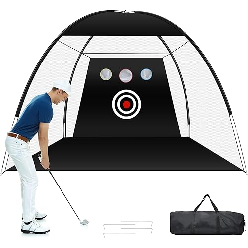 Golf Practice Net, 10x7ft Golf Hitting Aids Nets for Backyard Driving Chipping, Home Golf Swing Training with Targets - Men Indoor Outdoor Sports Game/Gifts for Men, Golf Beginner, Golf Lovers
