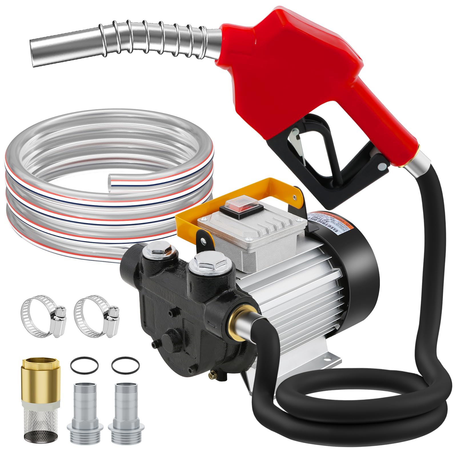Dieselpumpe 550W,20-60l/min Heizölpumpe mit Düse und 4m Schläuchen zum Fördern von Diesel，Kerosin und Heizöl,Tragbare Kraftstoffpumpe Für Haus, Bauernhof & Baustelle