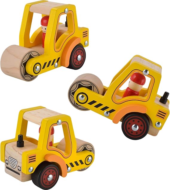 Wooden Push Car Toys for Toddlers 1-3, 2Pcs Baby Vehicle Hand Push Car
