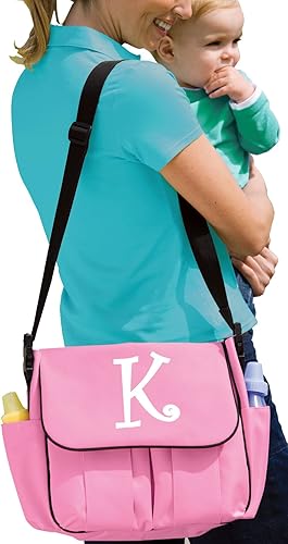 Miniatura 2 de Bolsa de pañales con monograma Bolso de bebé personalizado impreso personalizado, Rosado