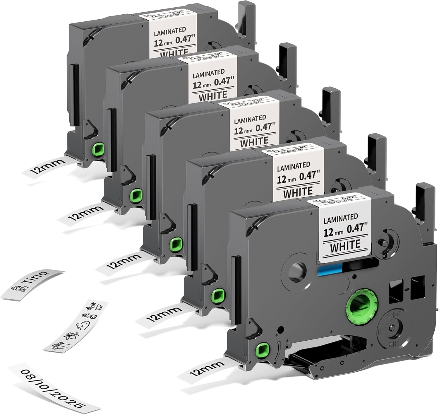 Label Maker Tape Compatible with Brother P Touch Label Tape Tze Tz Tape 12mm 0.47 Laminated White TZe-231 TZe231 Label Maker Refills for PT-D210 D220 H110 D410 P710BT H111 1070 1880, 10-Pack