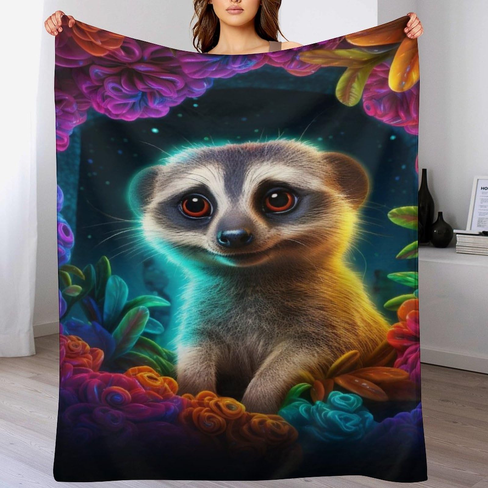 Couverture polaire en flanelle Suricate 130x180cm, jeté de lit ultra doux