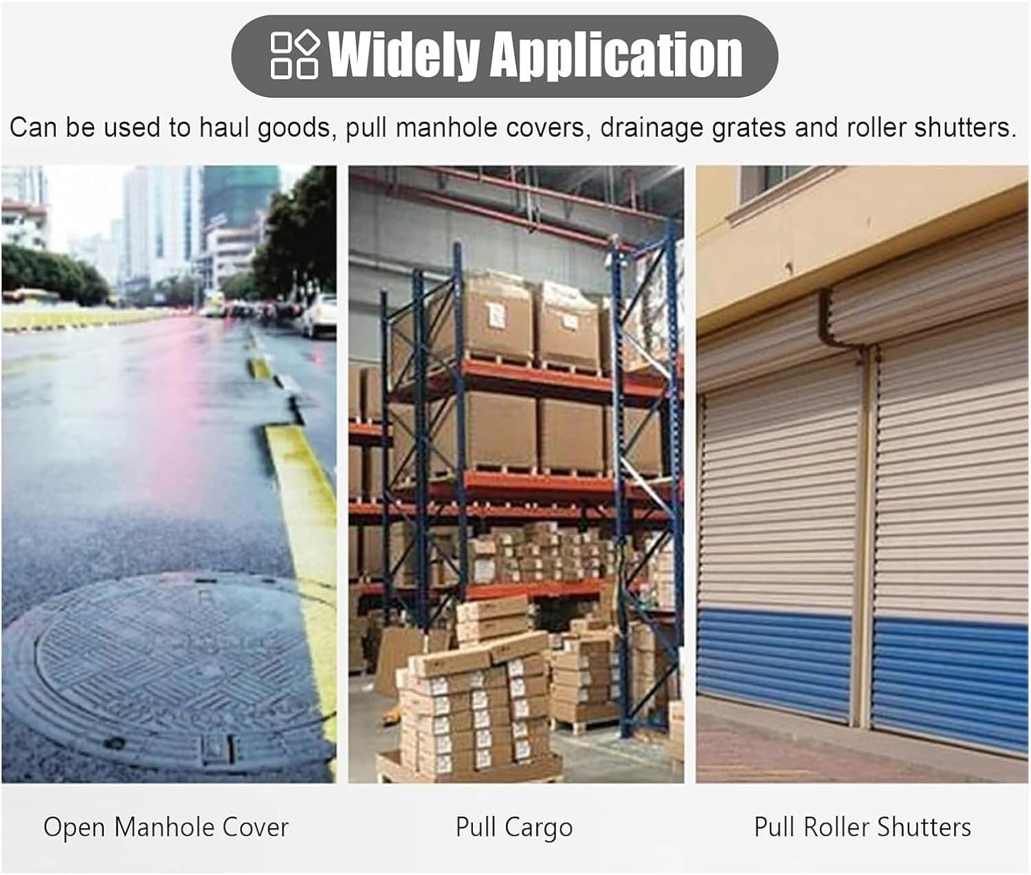 マンホールフックツール、マンホールリフター、 下水道用の頑丈なカバー引きフック、家庭用の大型ローラーシャッタードア引き手(120cm