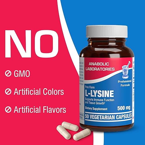 Miniatura 5 de Anabolic Laboratories L-Lisina 500mg Cápsulas - 50 Suplementos Vegetarianos para la Salud Inmune y de la Piel y Crecimiento de Tejidos