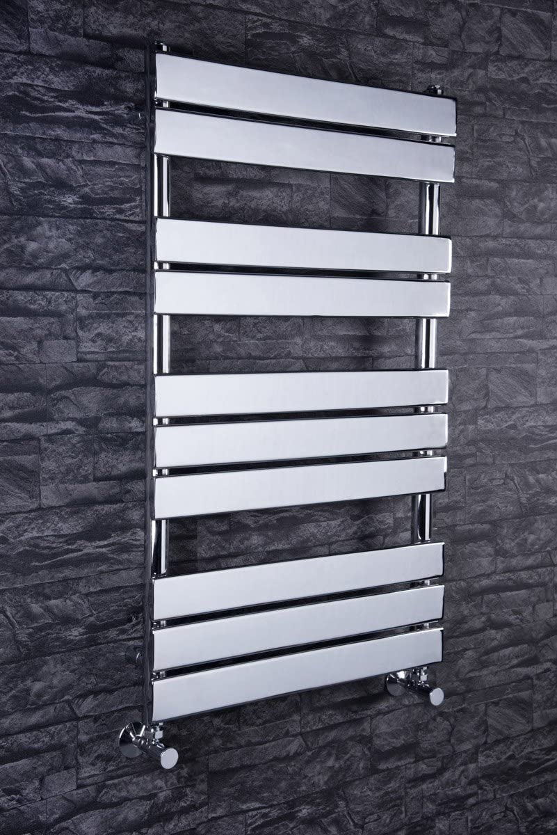 Warmehaus Chrome Flat Panel Heated Towel Rail Bathroom Ladder Radiator Rad Central Heating 1000 X 600Mm