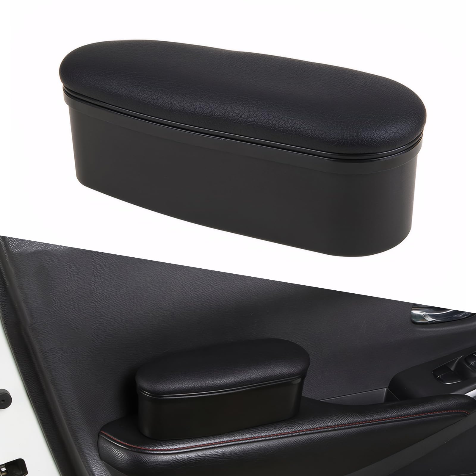 1-Pack Car Storage Armrest Box, Multi-Function Comfortable Arm Elbow Support, 7.78x3.15 Inches Car Armrest Cover Extender, Suitable for Most Cars (Black)