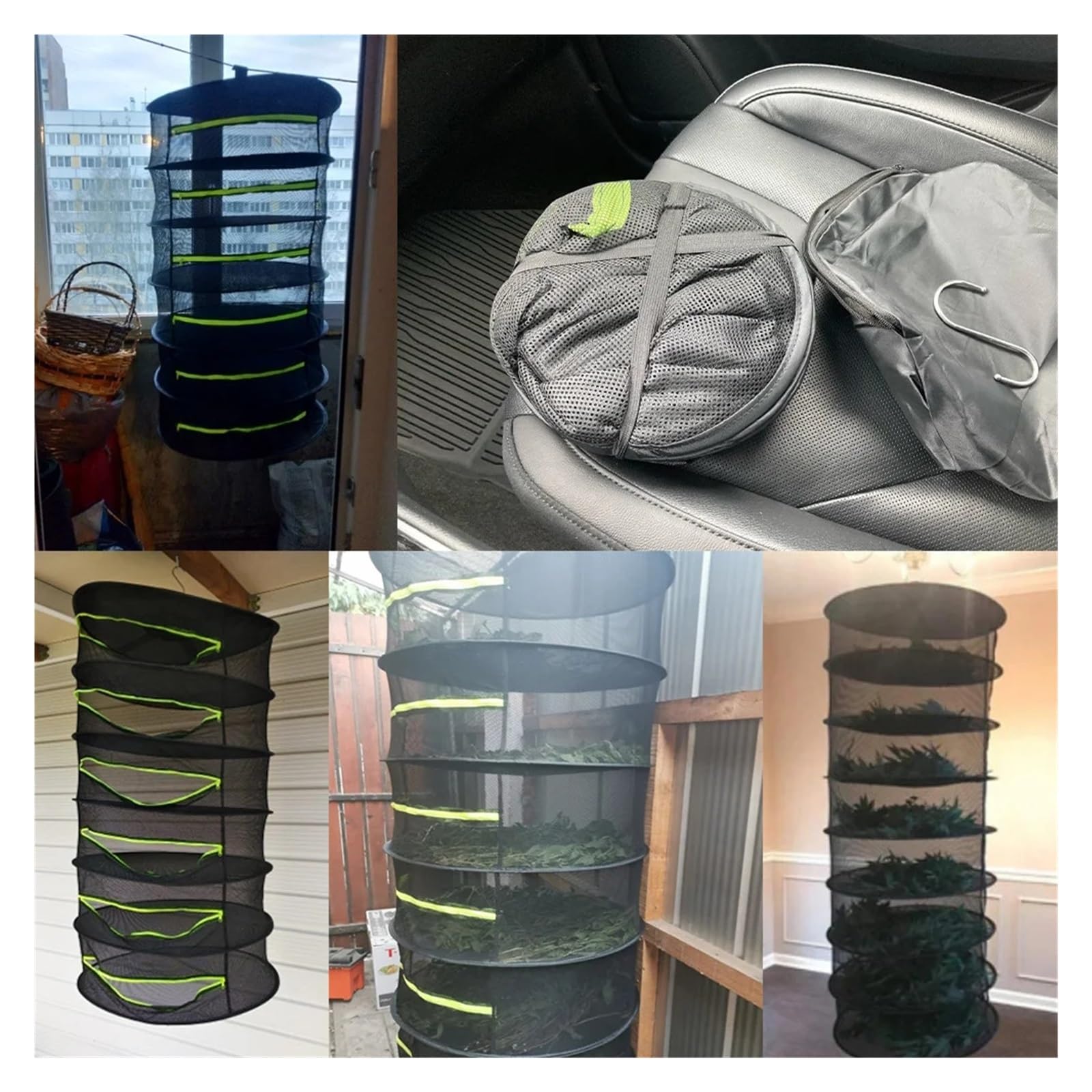 Schichten-Trockennetz for Kräuter, zusammenklappbares Trockengestell, Trockner-Netztasche, Kräuter-Trockennetz mit Reißverschluss for Blumen, Knospen, Pflanzen, Hängekorb für Wohnungen, Wäscherei(6 La