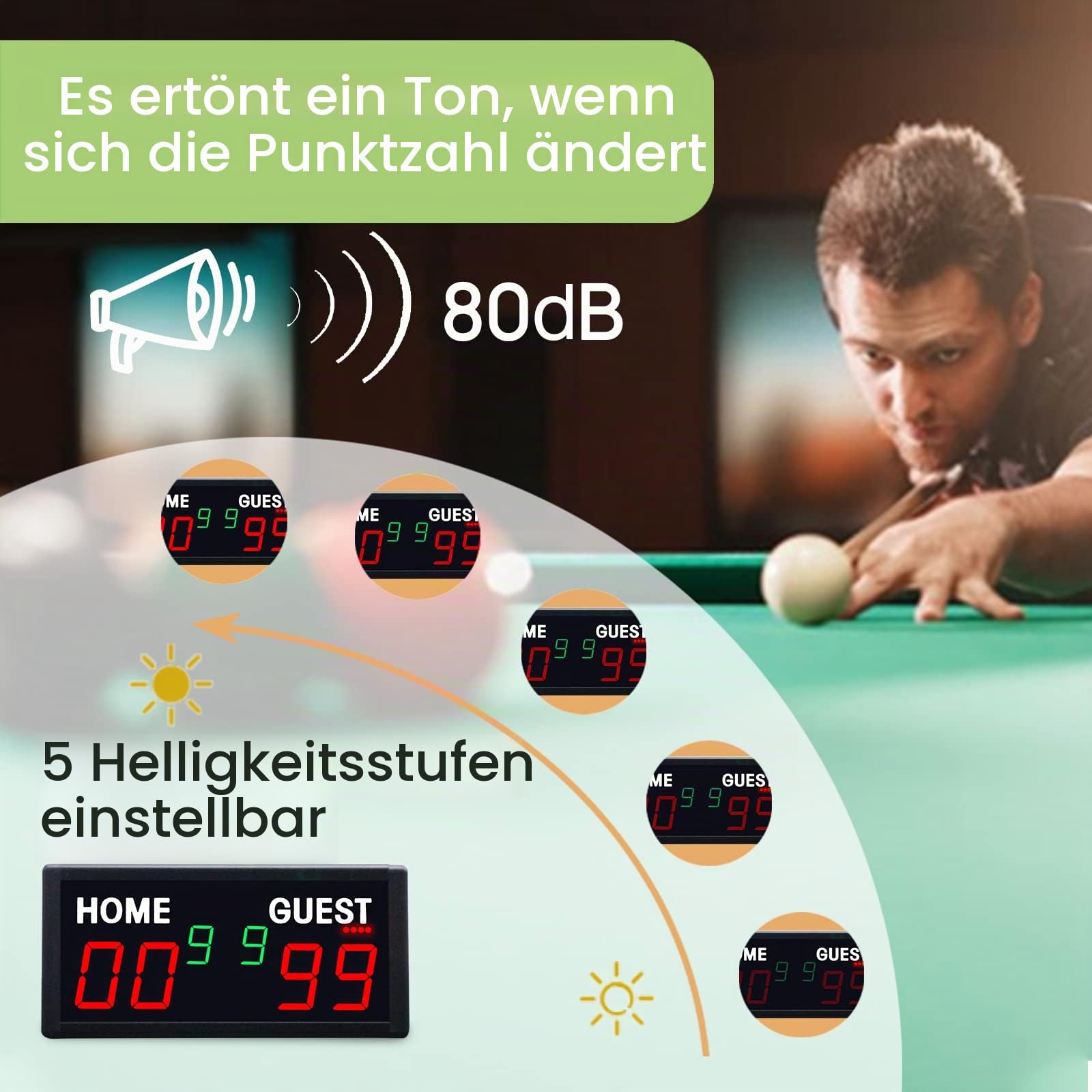 YZ LED Digitale Anzeigetafel Elektronisch, Scoreboard Digital, Tischtennis Zähler, Tennis Punktezähler Digital, Volleyball Zähltafel, APP&Fernbedienung