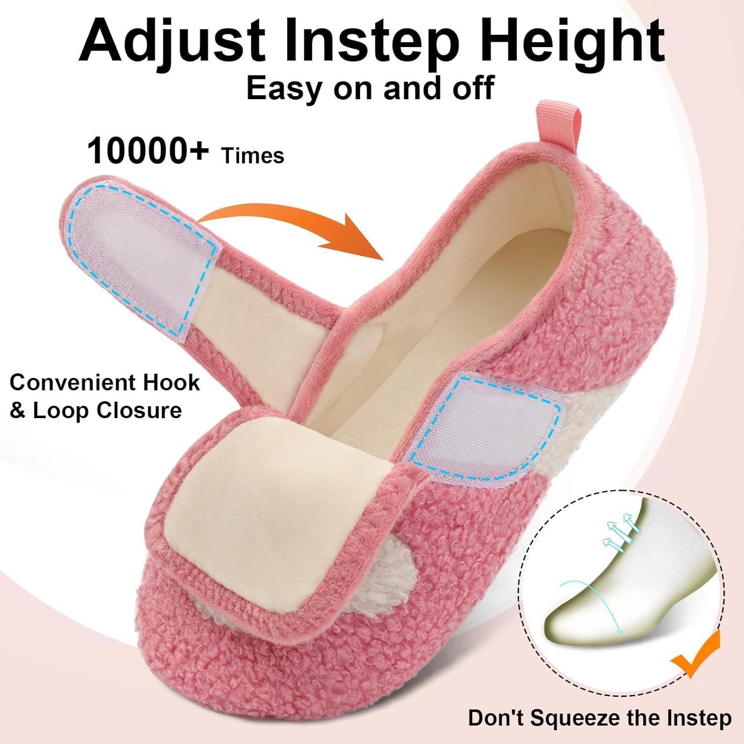 BARERUN Women Slippers Adjustable Wide Diabetic House Slippers for Women Soft-Lightweight House Shoes with Rubber Sole Indoor/Outdoor - Image 6