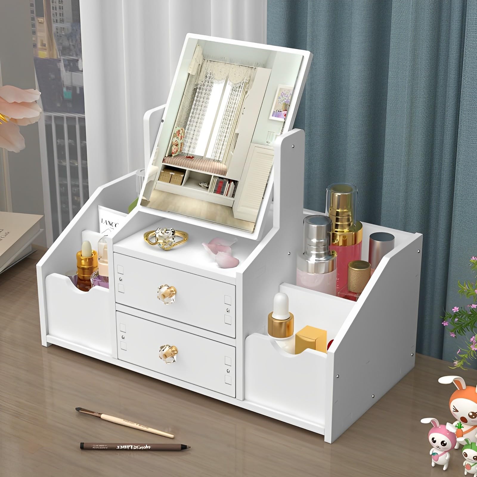 organisateur maquillage et bijoux avec