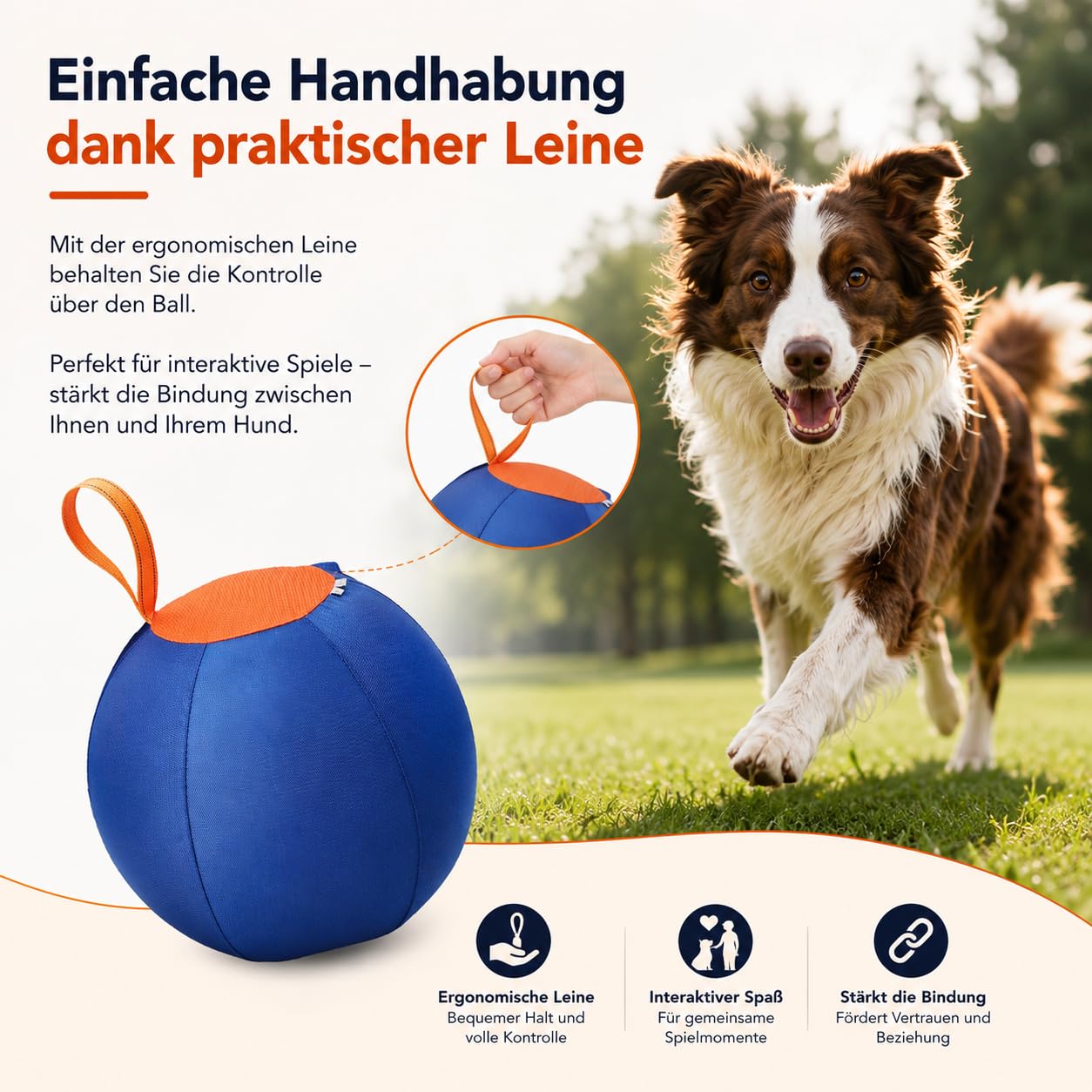 DZ'HUE Lentiva Norden Treibball– Aufblasbarer Herding Ball für mittlere & große Rassen, Kau- und kratzfester Hüteball mit Handschlaufe, Riesen Hundeball für Outdoor Training (Farbmuster,M-55cm)