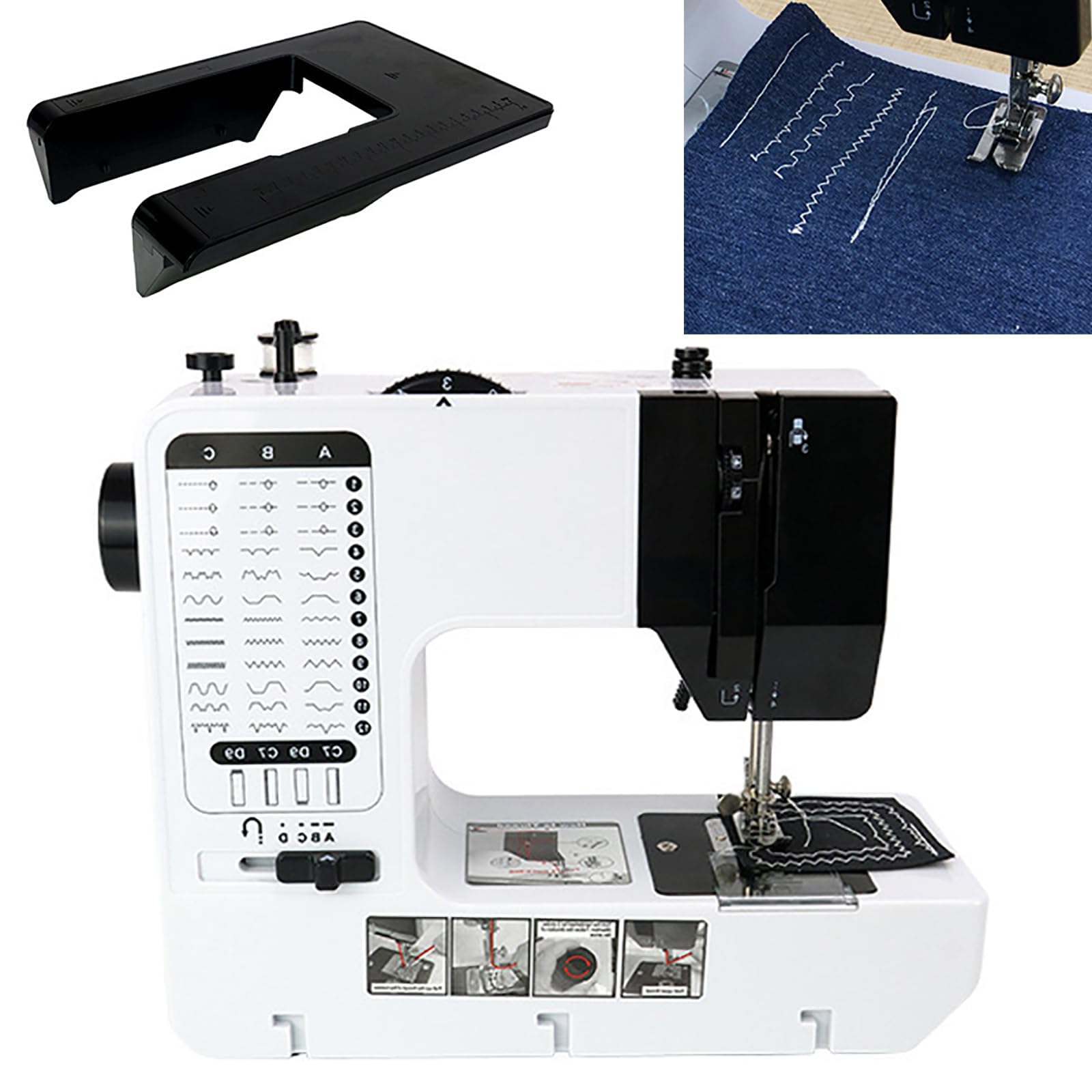 Máquina de Bordar Digital eléctrica, máquina de Coser automática Multifuncional con Mesa de extensión/Cuchilla de Corte, 38 Modos de Puntada/tensión Ajustable/Velocidad Ajustable