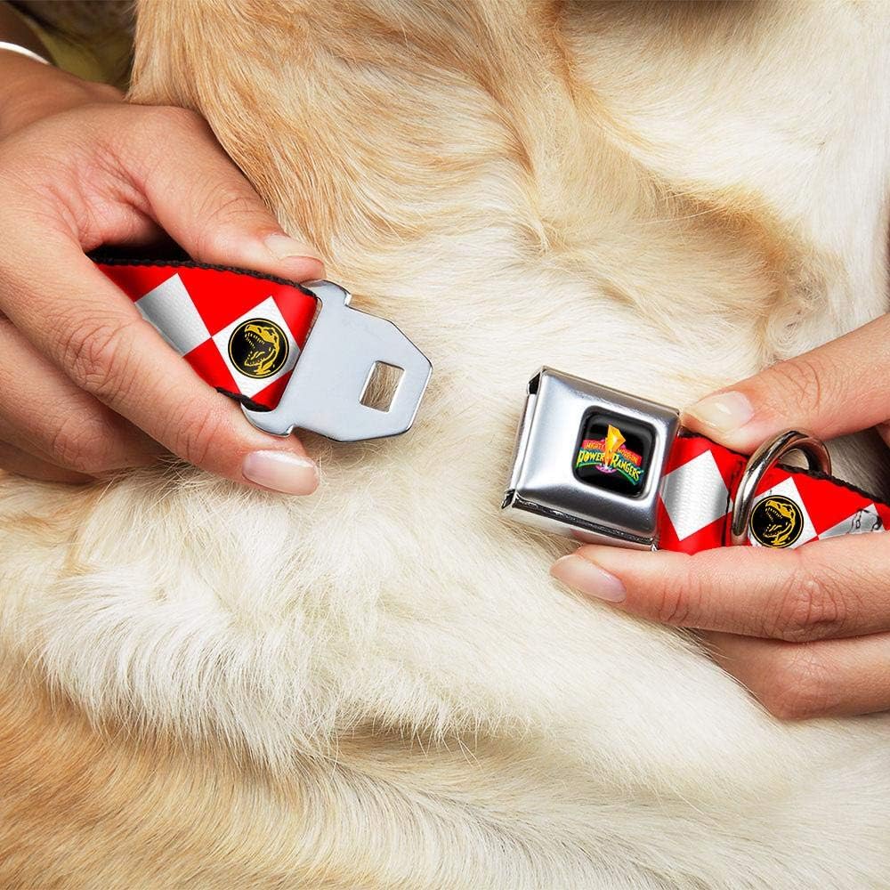 Buckle-Down Seatbelt Buckle Dog Collar - Diamond Red Ranger - 1.5" Wide - Fits 18-32" Neck - Large