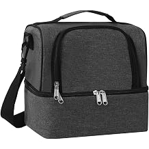 Lunch Bag for Women and Men - Reusable, Leakproof, and Insulated Double Deck Design for Picnic, Hiking, Beach, Work and Office Use