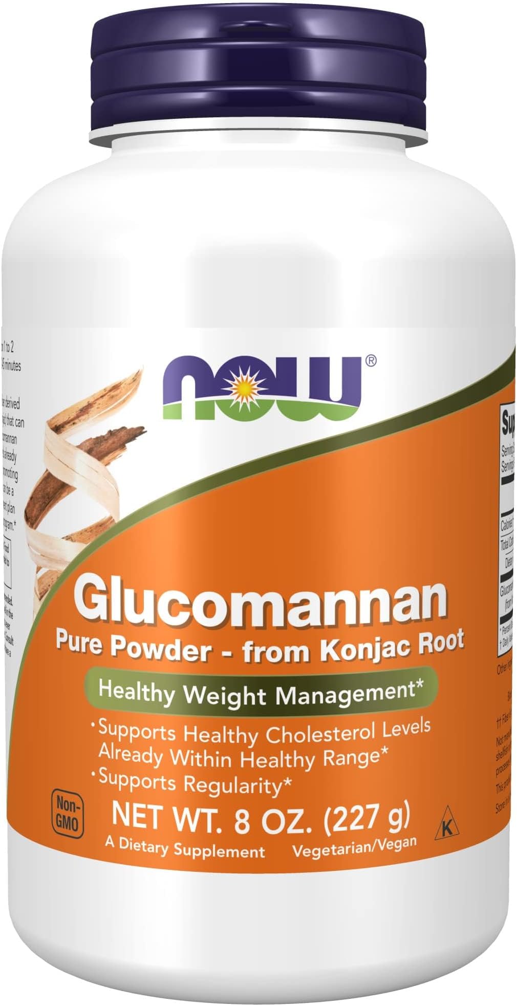 NOW Foods Supplements, Glucomannan (Amorphophallus konjac) Pure Powder, Supports Regularity*, Healthy Weight Management*, 8 Ounce (Pack of 1)