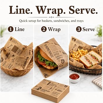 Printed Parchment Paper, 100 Deli Sheets, 15 x 11 in