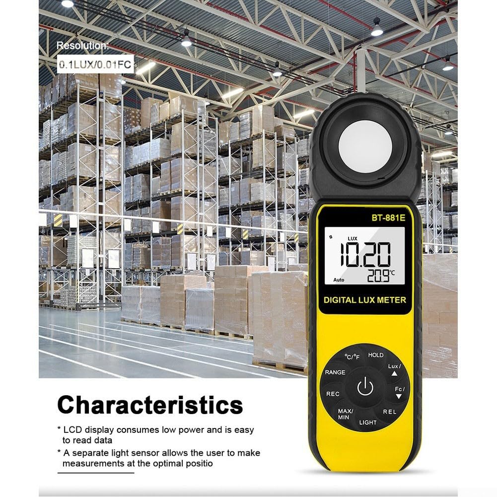Medidor de luz profesional digital Luxmeter 0.01 a 300k Lux con memoria de datos para uso en jardín