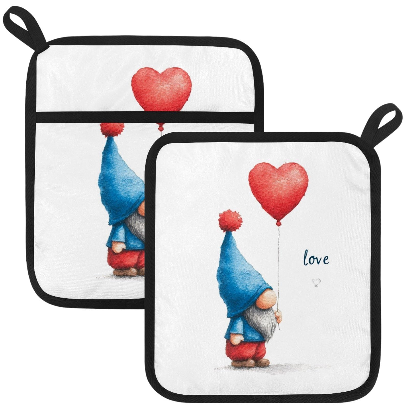 VAPOKF Love Gnome Kitchen Hot Pot Holder, Pot Holders Heat Resistant Pot Holder with Pocket Heat Resistant Trivets for Hot Pans Cotton Pot Mitts for Kitchen Cooking Baking