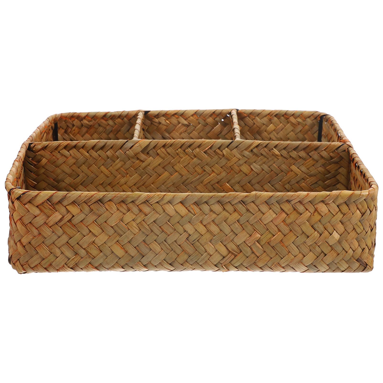 HEMOTON Rattan Storage Basket Small Wicker Baskets Woven Lid Desktop for Snack Fruit Sundry Organizer
