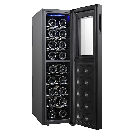 Koolatron 18 Bottle Slim Refrigerator Dual Zone Wine Cooler Black Thermoelectric Wine Fridge Freestanding Wine Cellar for Red White Sparkling Wine Storage in Home Bar Kitchen