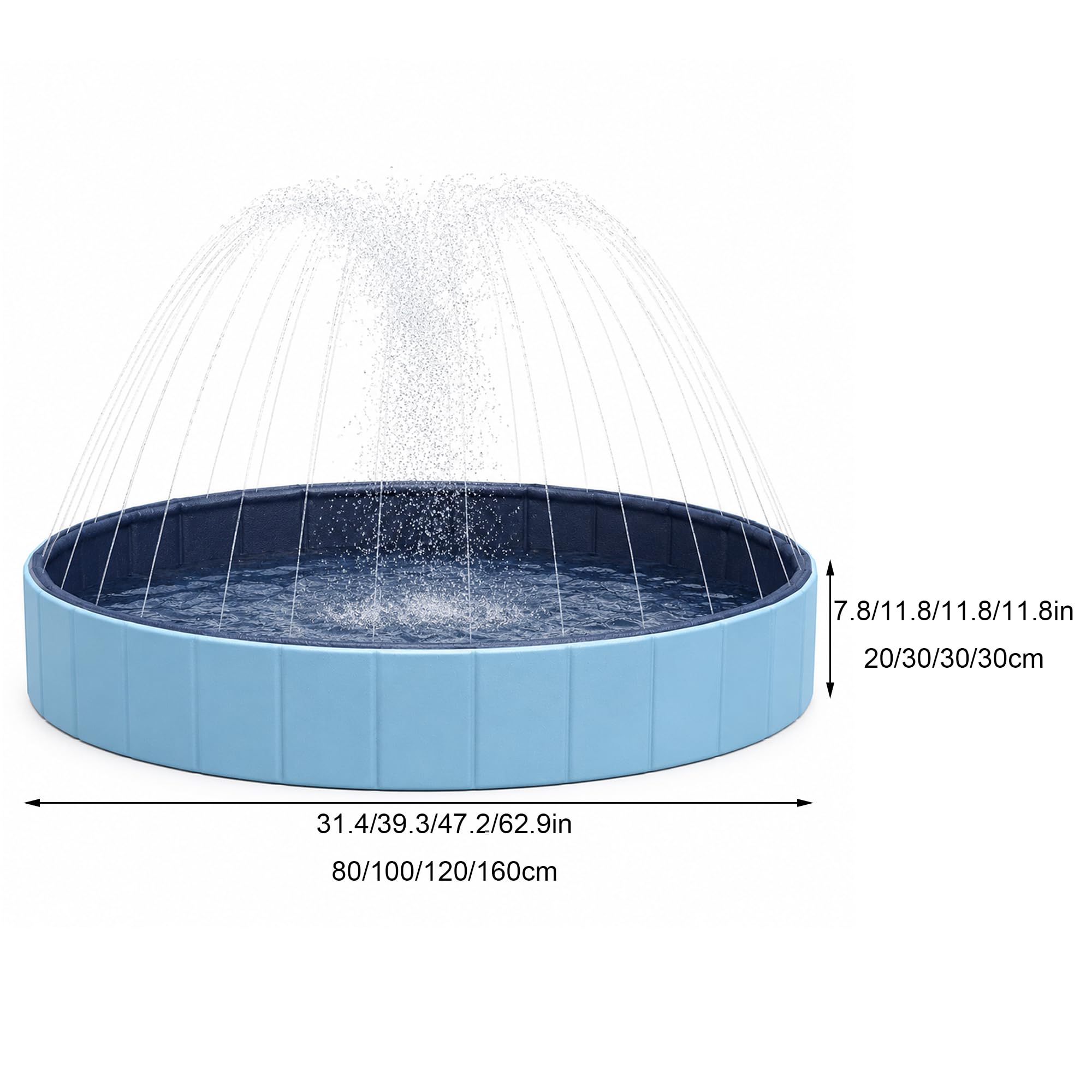 Piscina Rotonda Pieghevole con Fontana, Fuori Terra Non Gonfiabile