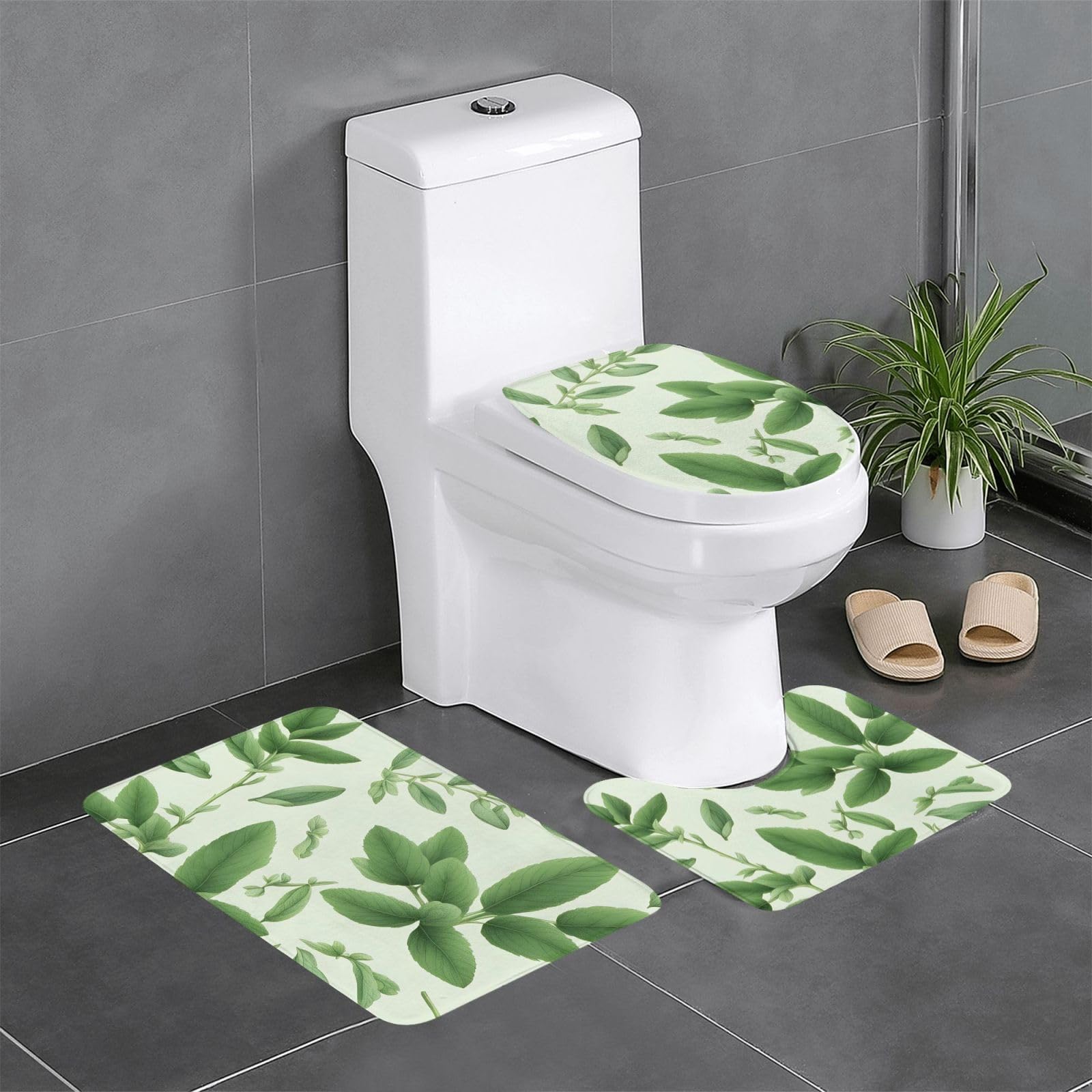 Tapis de salle de bain sauge pour une ambiance nature et WC sécurisés