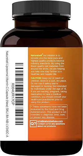 Miniatura 8 de NatureBell Vitamina C liposomal 2,000 mg por porción, 240 cápsulas | Vitaminas solubles en grasa de alta absorción – Suplemento antioxidante de