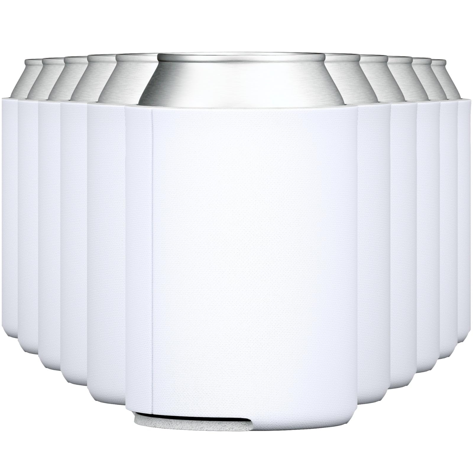 TahoeBay Blank Beer Can Cooler Sleeves Bulk Sublimation Blanks for Vinyl Plain Collapsible Foam Can Sleeves Coolers for Soda Cans and Bottles Custom Drink Holder Assorted Solid Color (White)