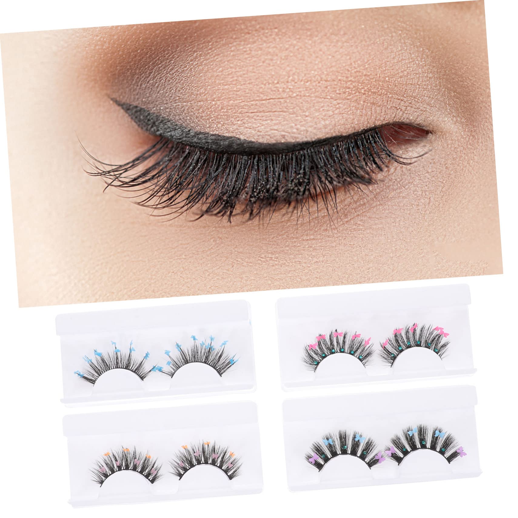 FRCOLOR 20paare Fluffige Glitzer-wimpern Mit Schmetterlingsdesign Farbige Pailletten-falschwimpern Für Auffällige Augenblicke Für Festivals Und Besondere Anlässe
