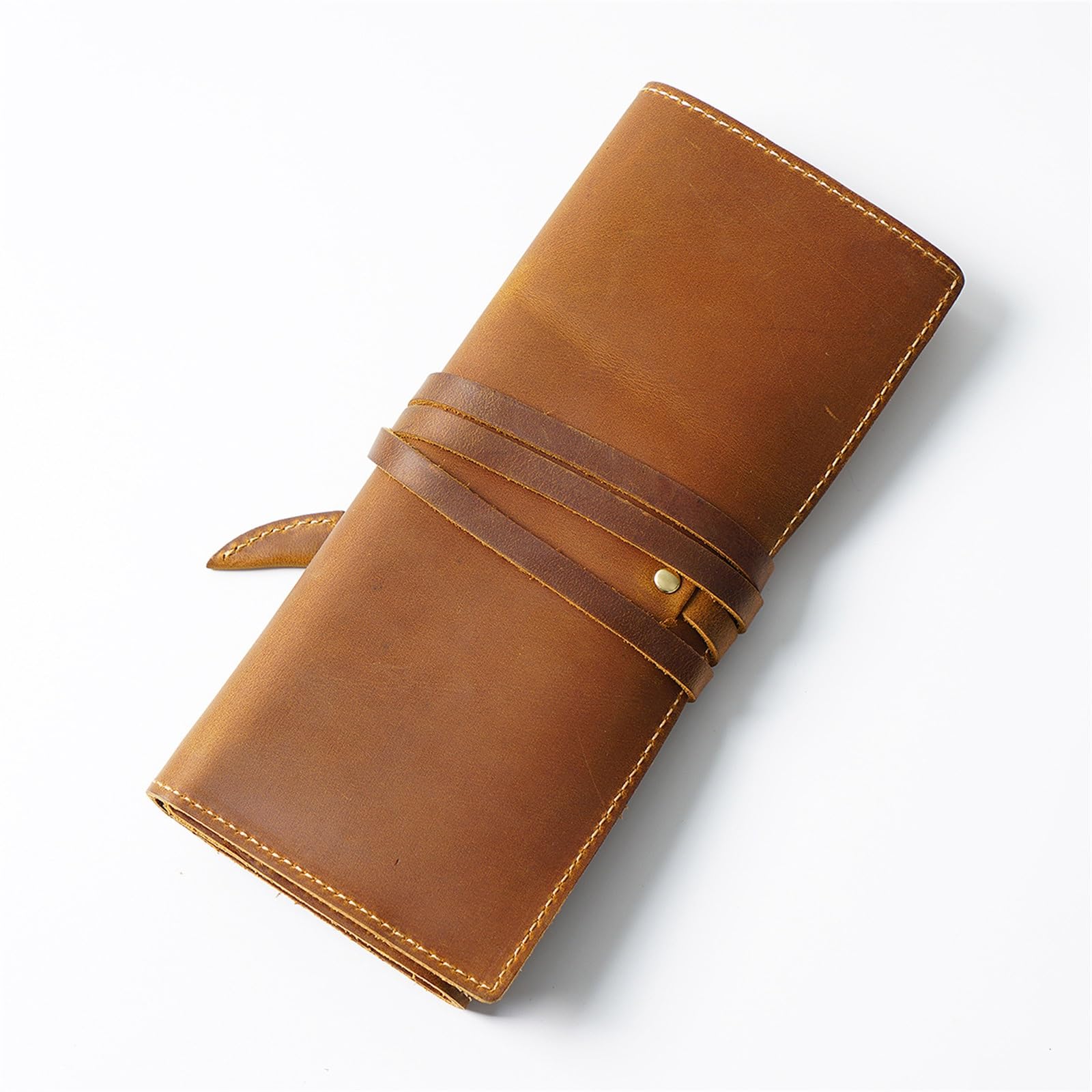 DUMRALBQE Wooden Jewelry Box Leather Pen Curtain Pouch Simple Volume Storage Bag for Storage and Organization(Brown)