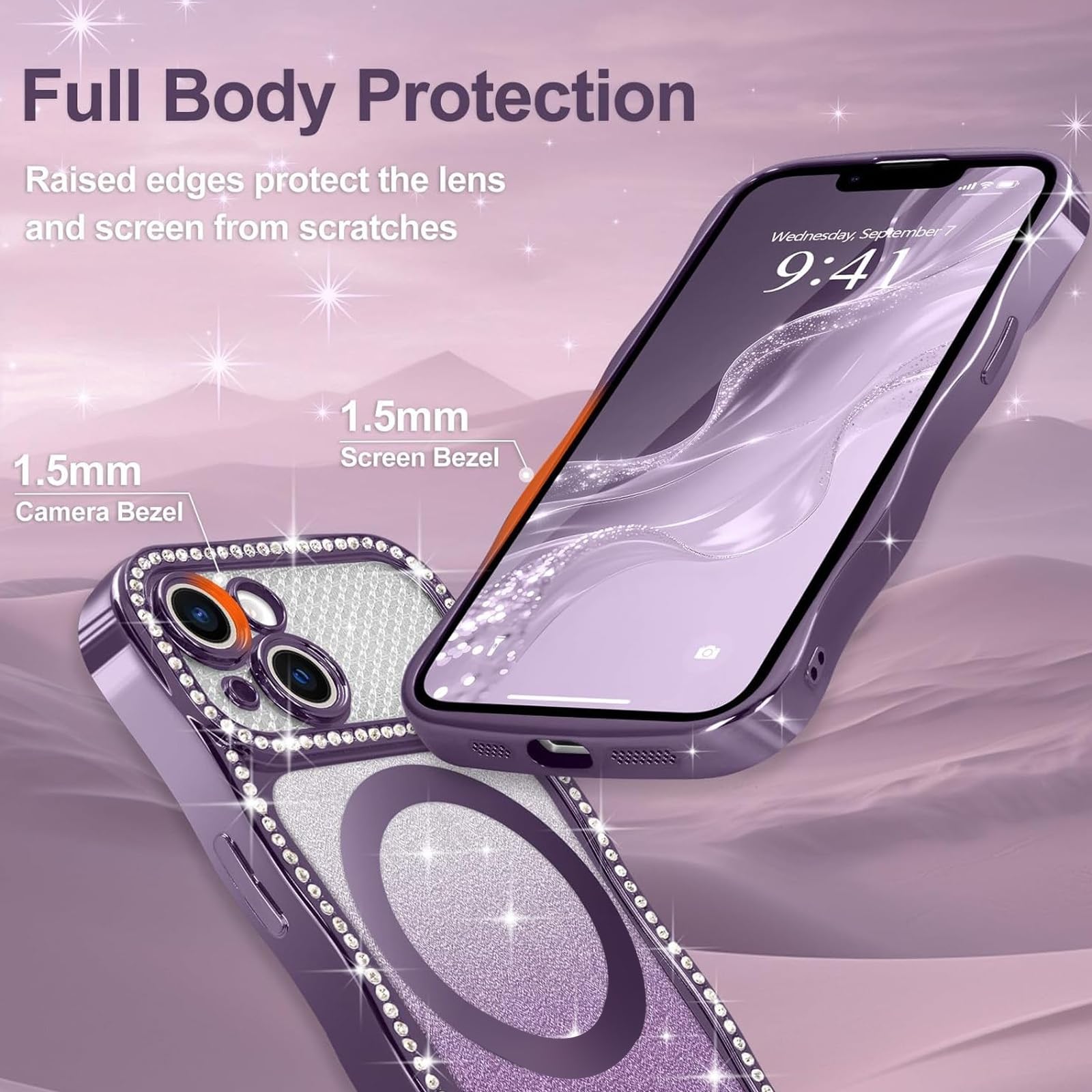 YUANDMI Cover Magnetica per iPhone 13/14 Compatibile con MagSafe, Custodia per iPhone 13/iPhone 14 Traslucida Opaca Case Ultra-Sottile Resistente ai Graffi Silicone Cover Anti-Scivolo, Rosa