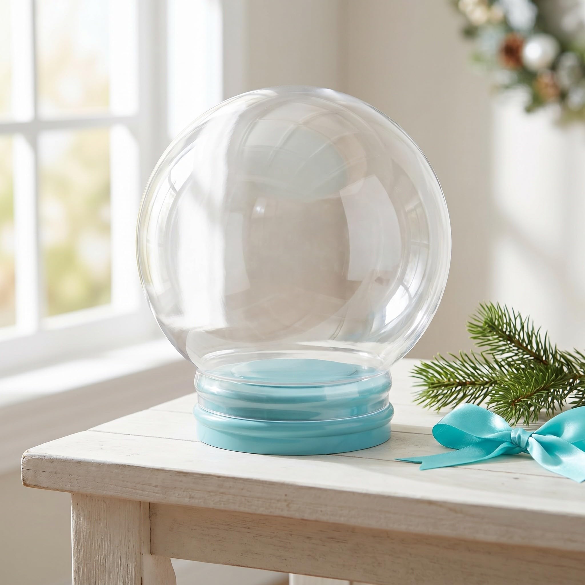 EXCEART Bola de Cristal Vacía con Base de Goma Esfera de Agua Transparente Reutilizable para Manualidades Inserciones de Fotos y Decoración Navideña