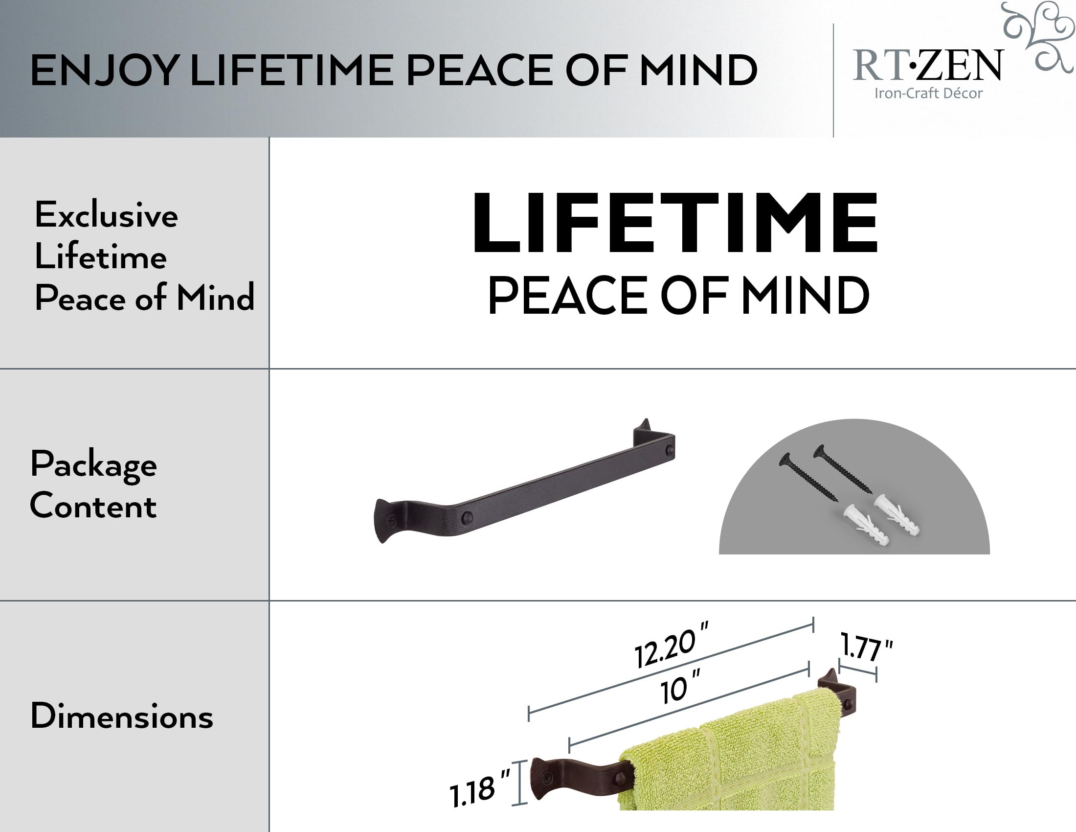 RTZEN Petit Porte-serviettes Pour Salle De Bain – Support Mural En