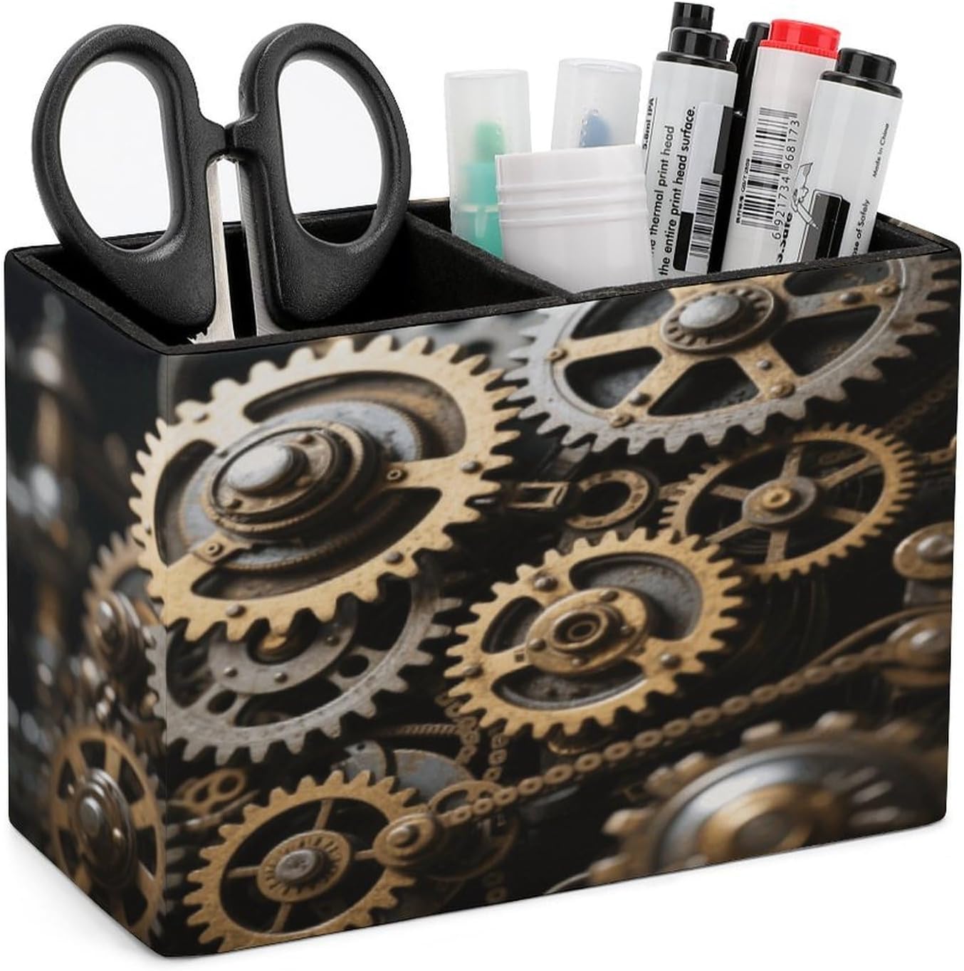 Pencil Holder for Office Supplies Cool Steampunk Gears Desk Organizer