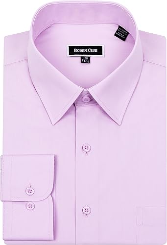 Miniatura 3 de Camisa de vestir para hombre, ajuste regular, manga larga, resistente a las arrugas, formal, de negocios, con botones, con bolsillo