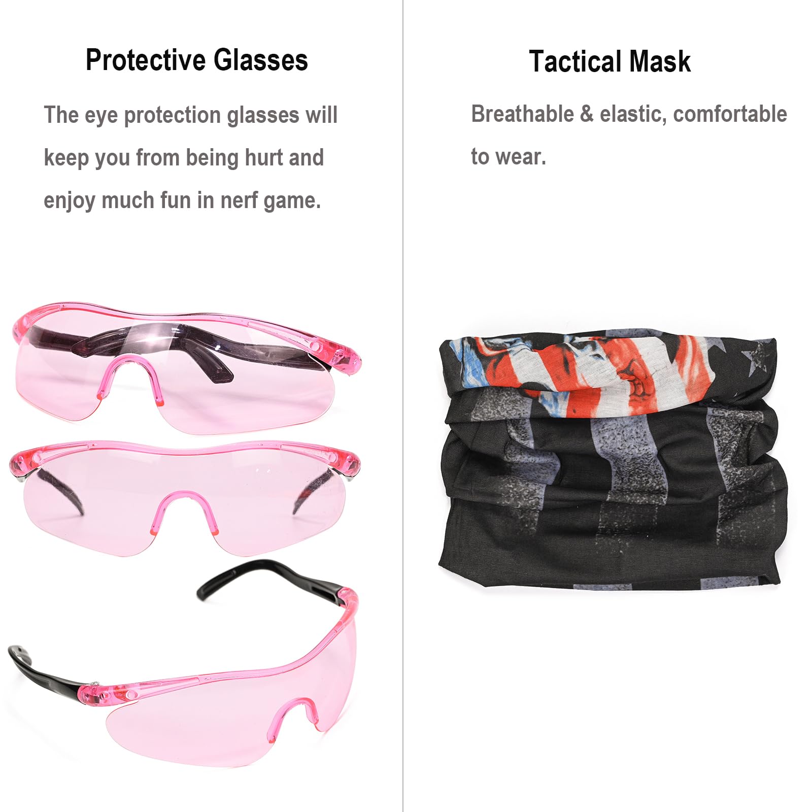 LUUFAN Kit gilet tattico con cerniera per pistole Nerf con freccette di ricarica, cinturino da polso, clip di ricarica, maschera tattica e occhiali protettivi per ragazze, festa di compleanno, regalo