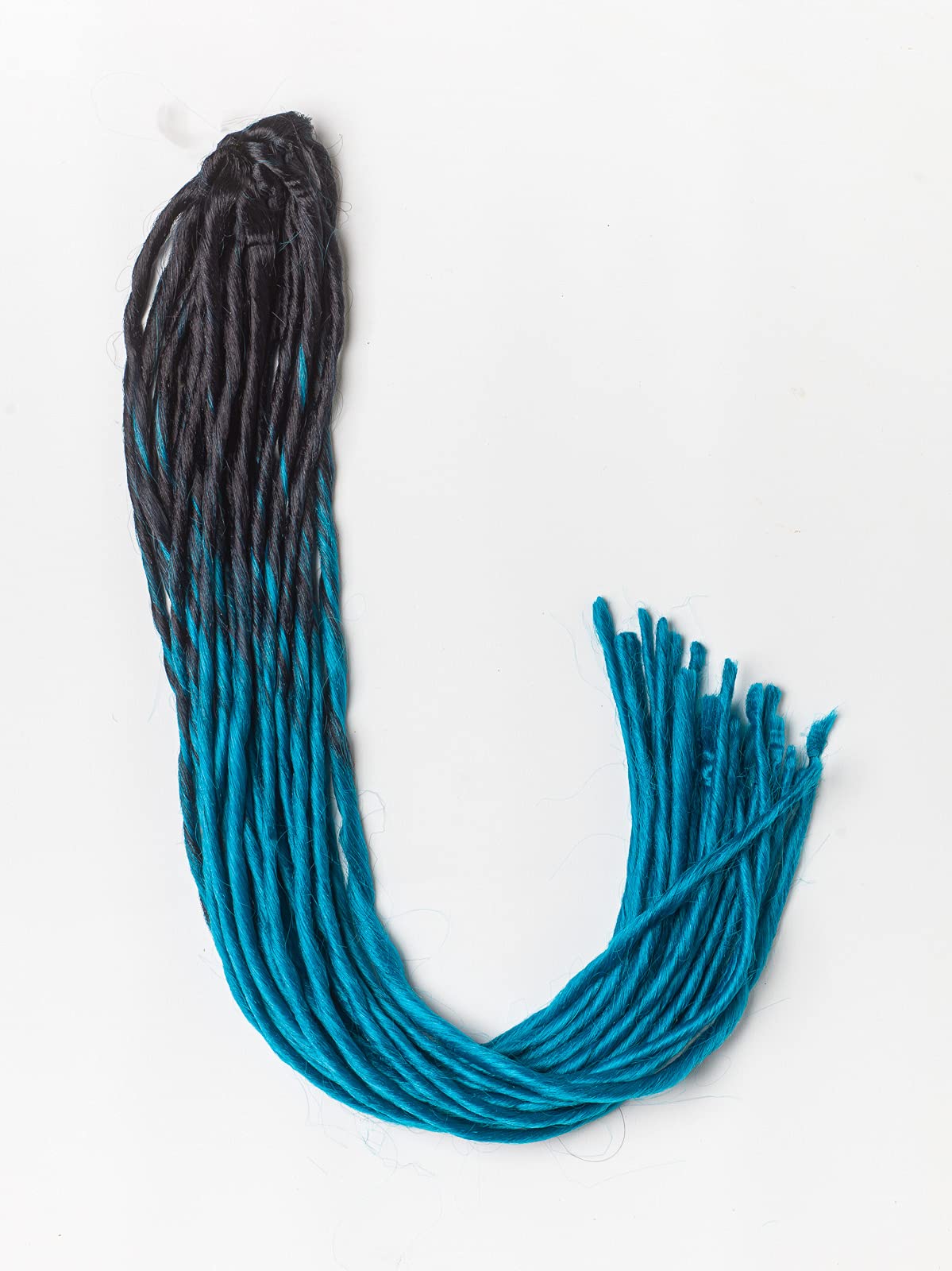 DreadLab - Soft Style Ombre Double Ended Synthetic Dreadlocks Twists 10 Pack (Black - Light Sapphire Blue Transitional)