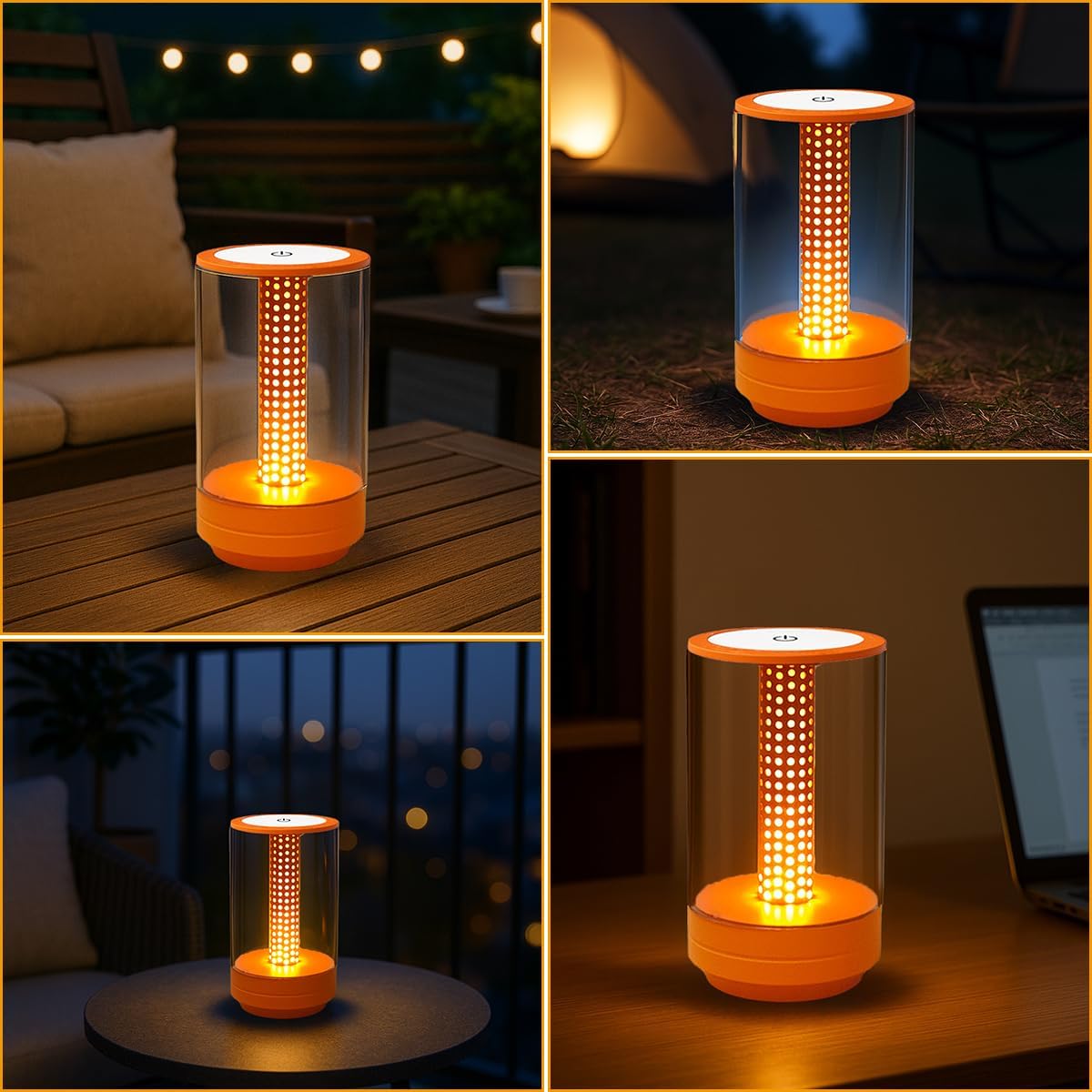 Rechargeable LED Portable Table Lamp, Battery Operated Cordless Candle Lamp with 2000mAh,3-Color Touch Dimmable,LED Candle Light for Bedroom, Outdoor & Home Decor(Orange)