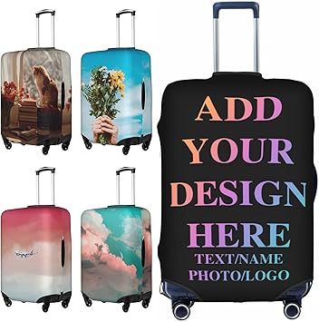 review Custom Luggage Cover for Suitcase Personalized Design Your Own Photo Name Logo Customize Elastic Travel Suitcase Cover Washable Anti-Scratch Suitcase Protector Cover for Travel Business S - XL (S)